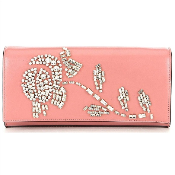 Michael Kors Handbags - Michael Kors Bellamie Leather Clutch Rose Pink